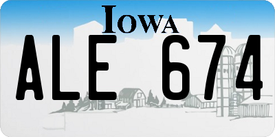 IA license plate ALE674