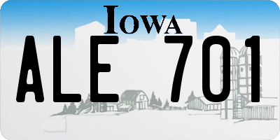 IA license plate ALE701
