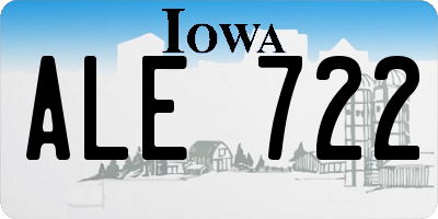 IA license plate ALE722