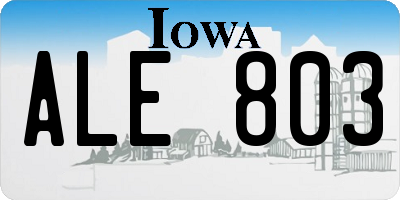 IA license plate ALE803