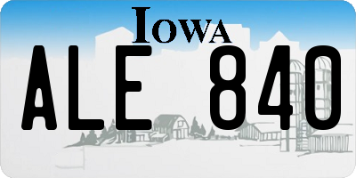 IA license plate ALE840