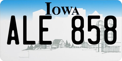 IA license plate ALE858