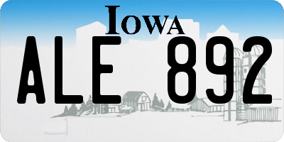 IA license plate ALE892