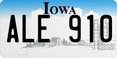 IA license plate ALE910