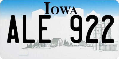IA license plate ALE922