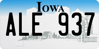 IA license plate ALE937