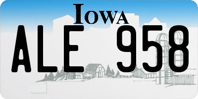 IA license plate ALE958