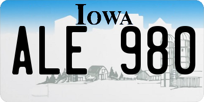 IA license plate ALE980