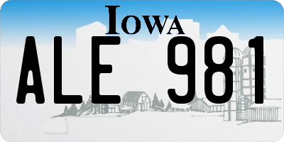 IA license plate ALE981