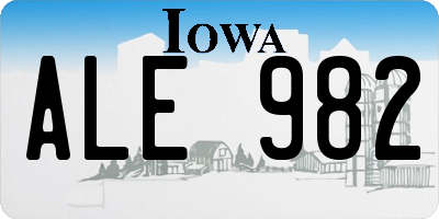IA license plate ALE982