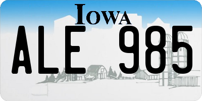 IA license plate ALE985