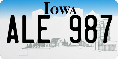 IA license plate ALE987