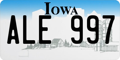IA license plate ALE997