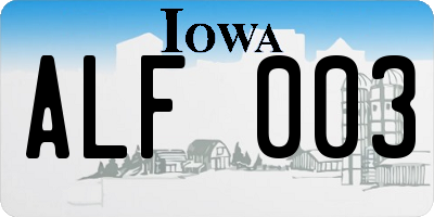 IA license plate ALF003
