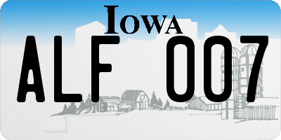 IA license plate ALF007