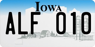 IA license plate ALF010