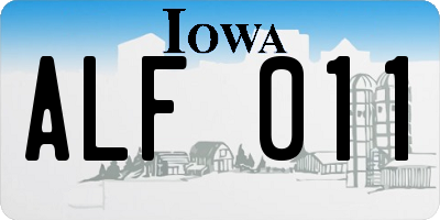 IA license plate ALF011