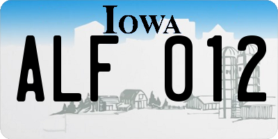IA license plate ALF012