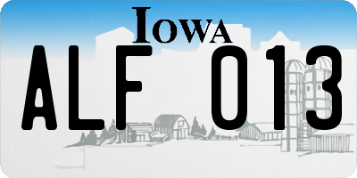 IA license plate ALF013