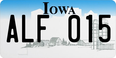 IA license plate ALF015
