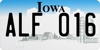IA license plate ALF016