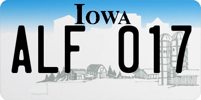 IA license plate ALF017
