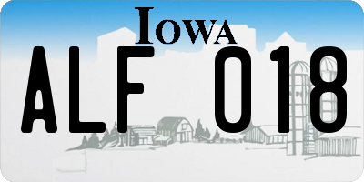 IA license plate ALF018