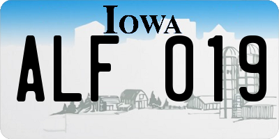 IA license plate ALF019