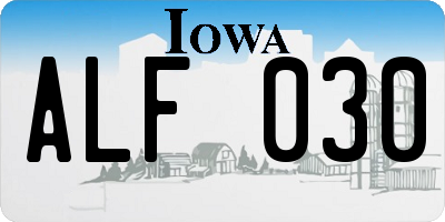 IA license plate ALF030