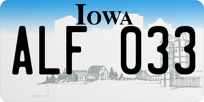 IA license plate ALF033