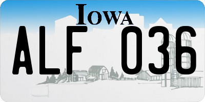 IA license plate ALF036