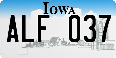 IA license plate ALF037