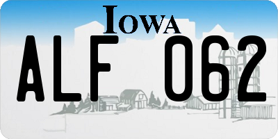 IA license plate ALF062