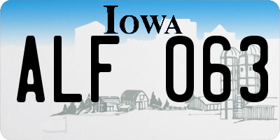 IA license plate ALF063