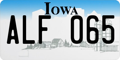 IA license plate ALF065