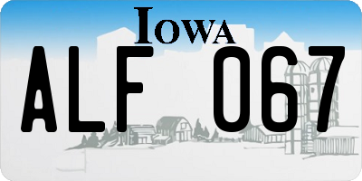 IA license plate ALF067