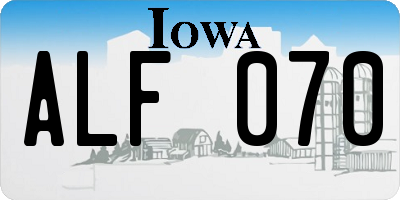IA license plate ALF070