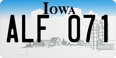 IA license plate ALF071