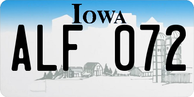 IA license plate ALF072