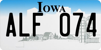 IA license plate ALF074