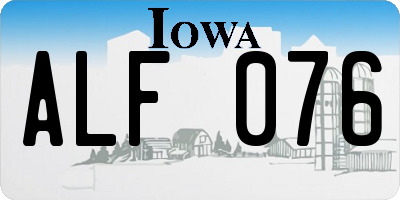 IA license plate ALF076