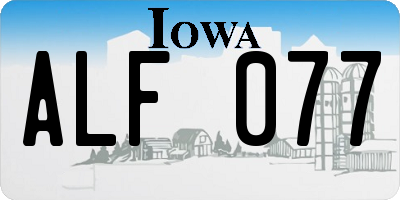IA license plate ALF077