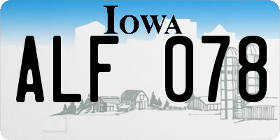 IA license plate ALF078