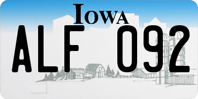 IA license plate ALF092