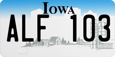 IA license plate ALF103