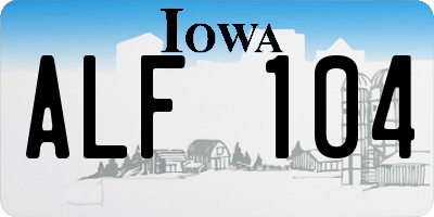 IA license plate ALF104