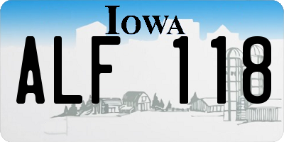 IA license plate ALF118