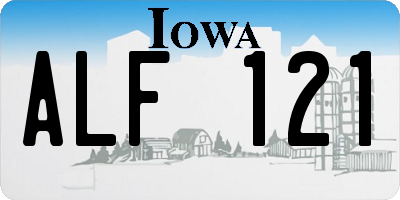 IA license plate ALF121
