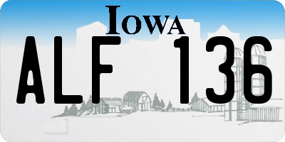 IA license plate ALF136