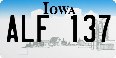 IA license plate ALF137
